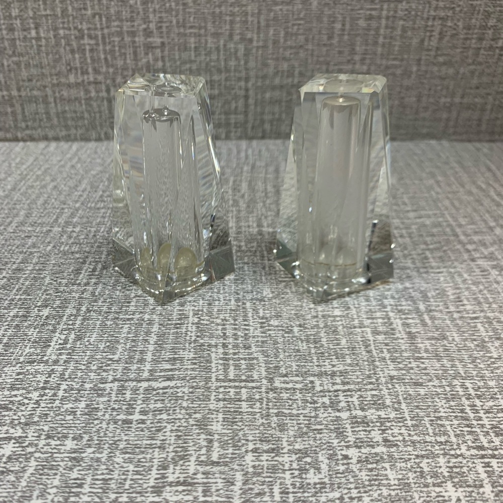 Oleg Cassini Crystal Salt & Pepper Shakers Signed